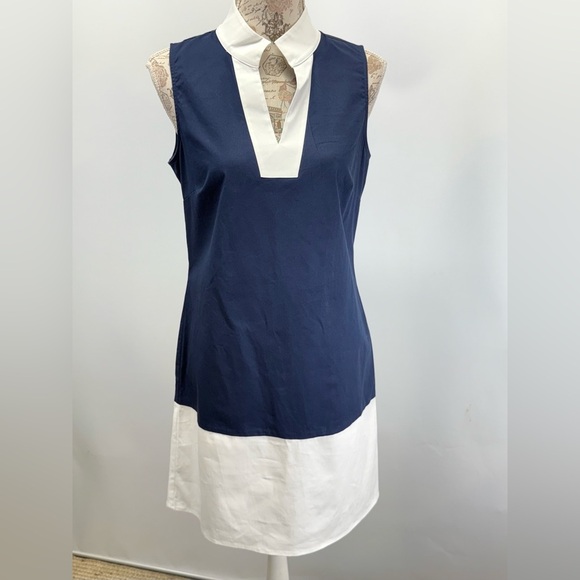 SAIL TO SABLE  Navy and White sleeveless color block Mini Dress size M - Picture 10 of 15